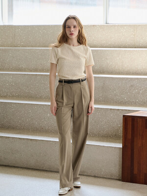 SEMI WIDE ONE TUCK SLACKS_ETOFFE