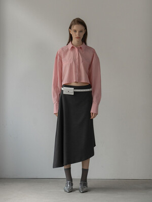 Unbalanced Layered skirt_chacoal