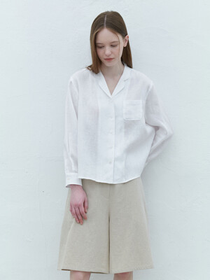 linen natural shirts-white