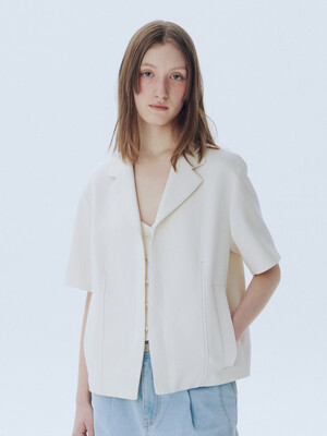 Linen-Like Vest Jacket_CREAM