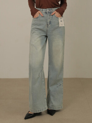 Rivet Point Washing Denim Pants (Blue)