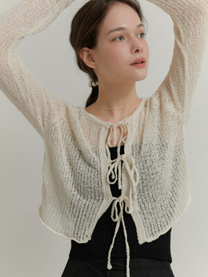 Fig ribbon cardigan (cream)