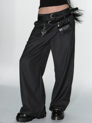 LOW-RISE RIVET WIDE PANTS_CHARCOAL