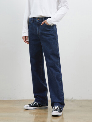 DENIM BASIC WIDE PANTS DARK BLUE