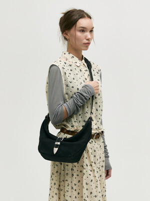 BELTED HOBO MEDIUM_black nubuck