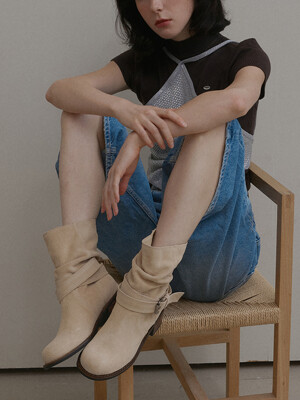 me345 천연 소가죽 스웨이드 슬라우치 미들부츠 slouchy cowleather suede middleboots (2color)