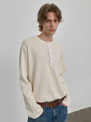waffle henley neck t-shirt_ivory