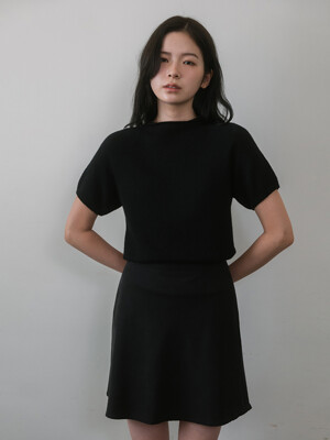 Half Neck Wool Knit - Black