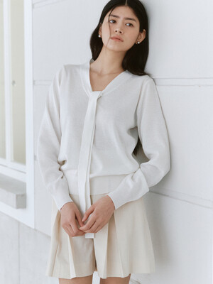 comos 1347 tie v-neck knit (ivory)