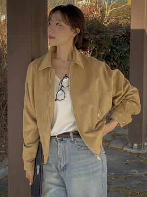 Soft touch suede western blouson jumper_Yellow