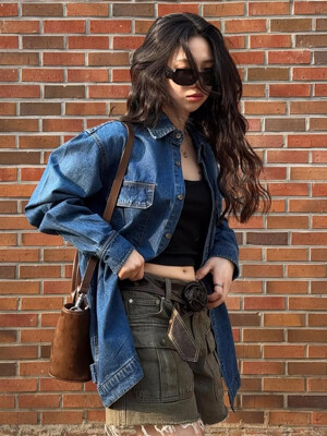 W/Washed Flap Denim Shirt_Blue(WC25-SH01)
