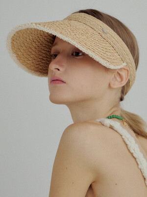 [단독] Fringe raffia sun visor