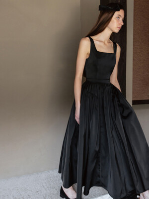 PEONY SHIRRING MAXI DRESS_TT5S606BK