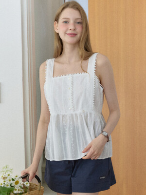 Freckle Button Sleeveless Blouse - White