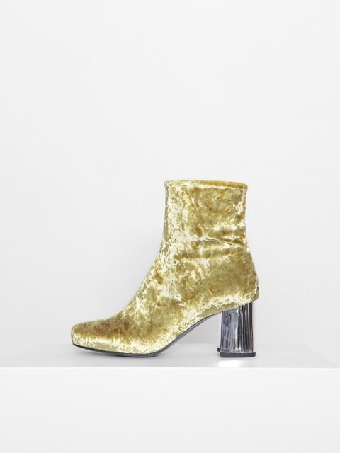 VELVET ANKLE BOOTS - MUSTARD_7cm