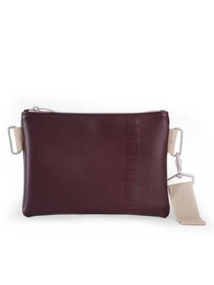 Strap Leather Clutch _ Burgundy