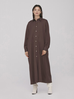 Lena Long Shirt Dress_Brown