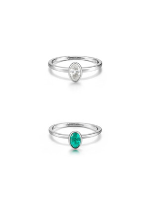 [Silver925]Emerald Oval Bezel Ring_CR0489