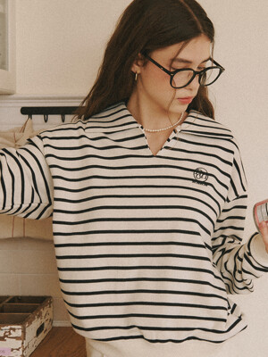 STRIPE COLLAR SWEATSHIRT NAVY