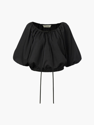 BALLOON SLEEVE OFF-THE SHOULDER BLOUSE, BLACK