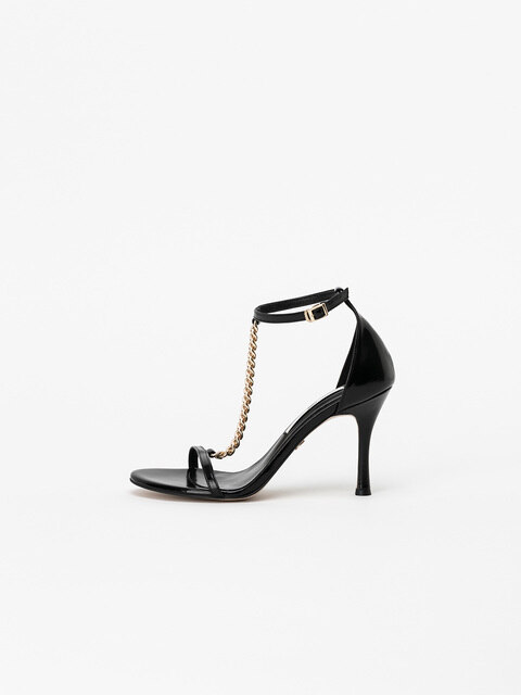 샌들 - 쇼쉬르라팡 (CHAUSSURE LAPIN) - Rhodes Chained Strap Sandals in Textured Black