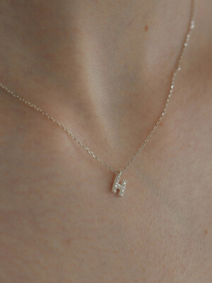 silver initial cubic necklace