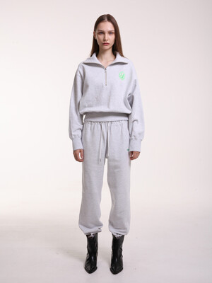 Logo embroided jogger pants in melange grey