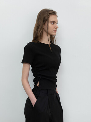 [단독] Shirring String T-shirt Black (JWTS3F909BK)