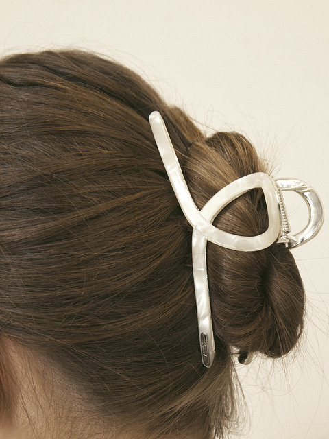헤어액세서리 - 쎄꼰도 (Ssecondo) - Marble twist hair claw clip (Starry white)