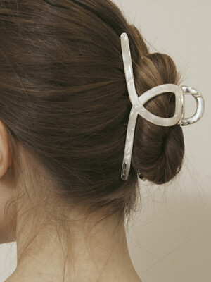 [4 colors] Marble twist hair claw clip-Silver line
