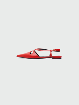 WINSELY  Point Toe Cross-Strap Flat Sandals - Red