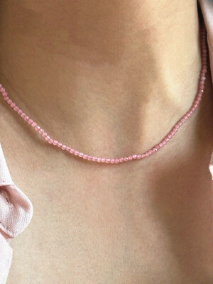 silver925 pink ball necklace