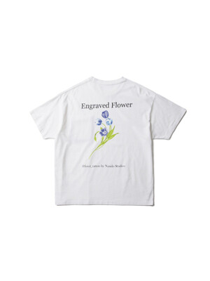 ENGRAVED FLOWERS HALF SLEEVES T SHIRTS White