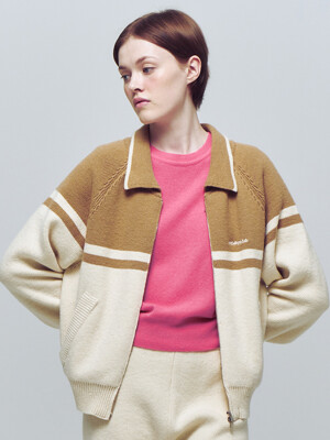 Color Block Knit Zip-Up Jumper VC2399CD006M