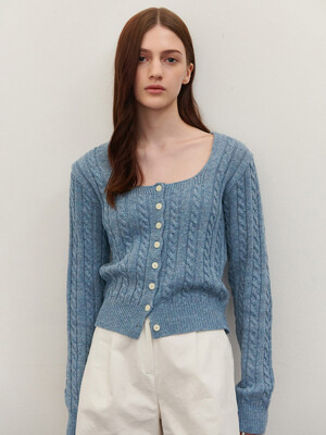 SQUARE NECK CABLE KNIT 4COLOR