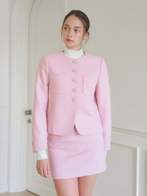 CLASSIC POCKET TWEED JACKET_PINK