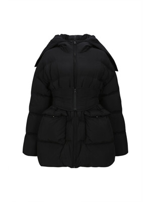 QUILTED DOWN HOODED JACKET (BLACK)