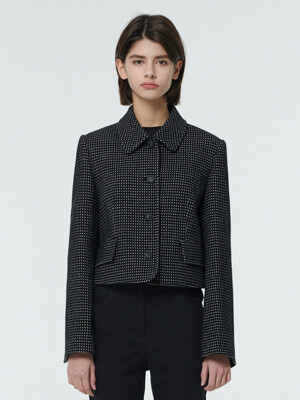 Dot pattern wool jacket - Black