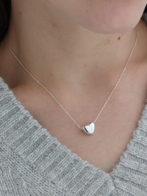 [Silver 925] Plump Heart Necklace SN214 - Silver