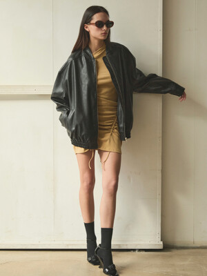OVER-FIT LEATHER BLOUSON JACKET