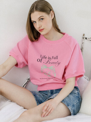 Classic Ribbon Half Sweat Shirts [PINK]