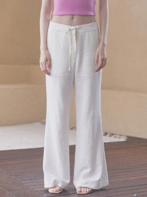 Linen wide pants _cream