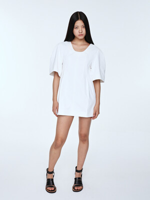 Volume Sleeve Mini Dress _ White