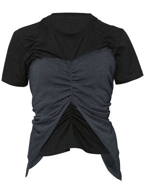 Bustier Layered T-Shirt (FL-122_Black&Charcoal)