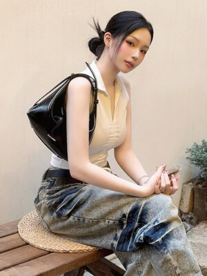 3way belted mini hobo bag _ Black