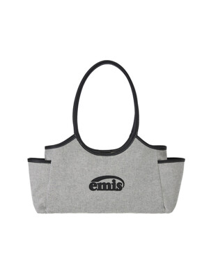 CANVAS LEATHER SHOULDER BAG-BLACK