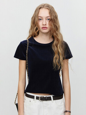 VELOUR T-SHIRT NAVY_UDTS5A203N2