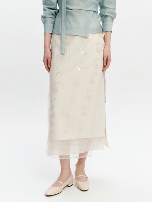 Spangle See-through Wrap Skirt