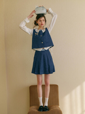 Cest_Denim pleated skirt