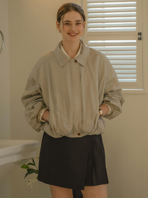 Airy cotton pocket nylon jumper_Khaki